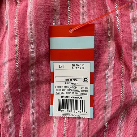 NWT! Cat & Jack Pink Silver Striped Ruffle Sleeve Romper 5T - Picture 3 of 7